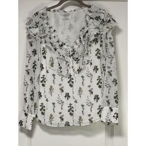 Ted Baker London, Women's Ruffle Floral‎ Blouse, Size 0